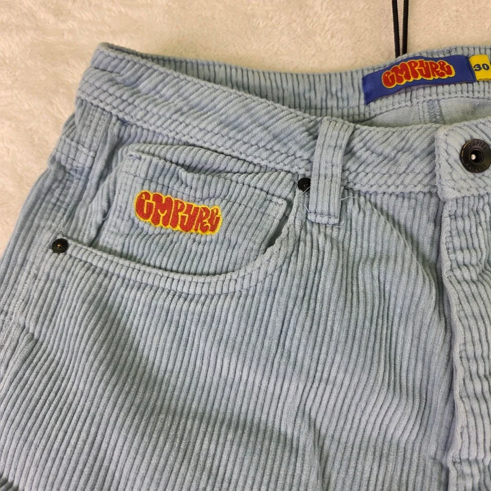 Empyre Mens 30 Light Blue Corduroy Loose Fit Skate Pants Wide Wale Straight Leg